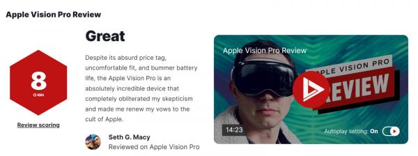 苹果Vision Pro IGN 8分：未来计算的惊鸿一瞥 前沿资讯 第2张